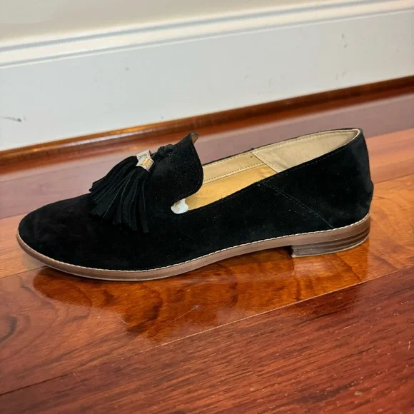 Franco Sarto Womens Hadden Black Suede Tassle Loafer - Picture 8 of 11